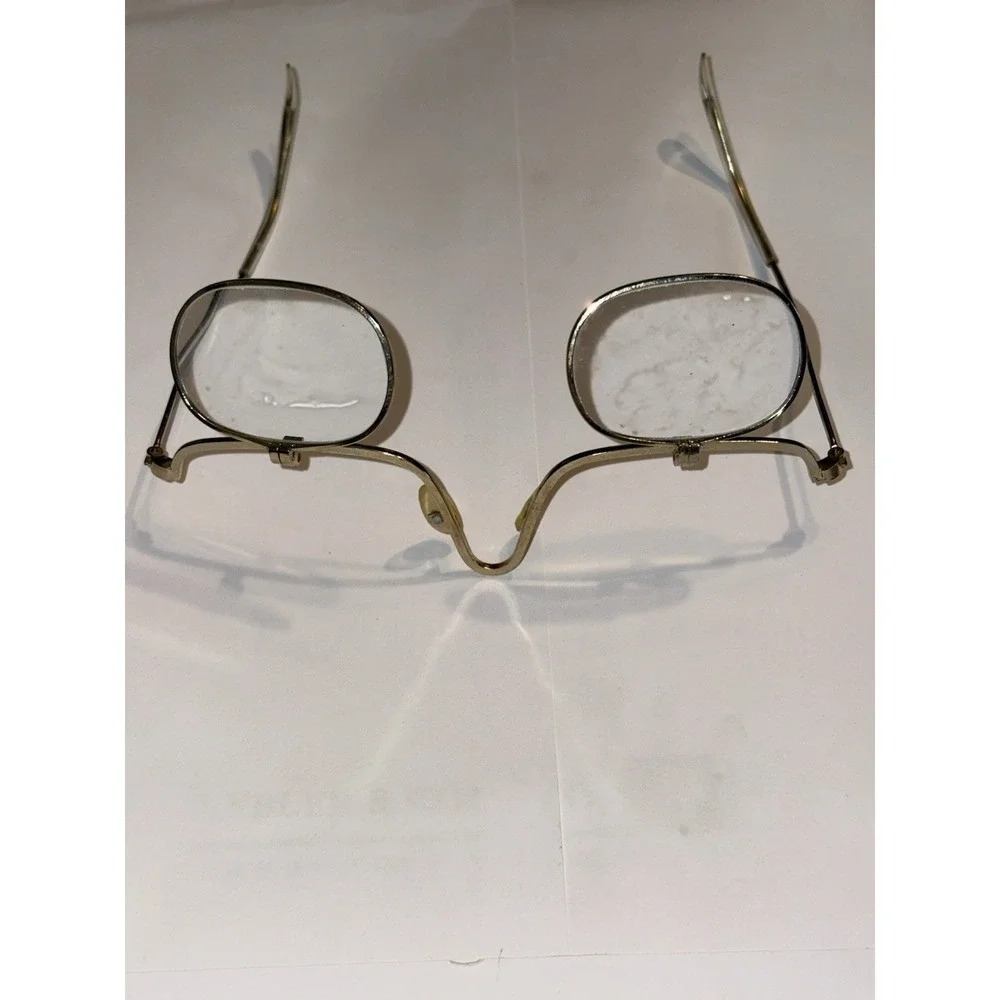 Vintage Steampunk BOHO‎ Flip Down Eye Glasses Gold Wire Framed Functional Prop